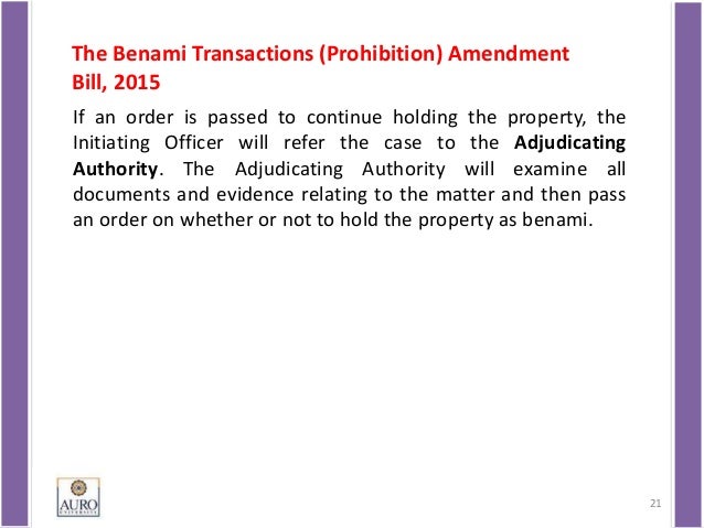 benami transaction prohibition bill 2011